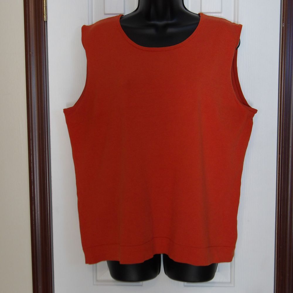 August Silk Woman Knit Tank Top Sleeveless Casual Orange 1X
